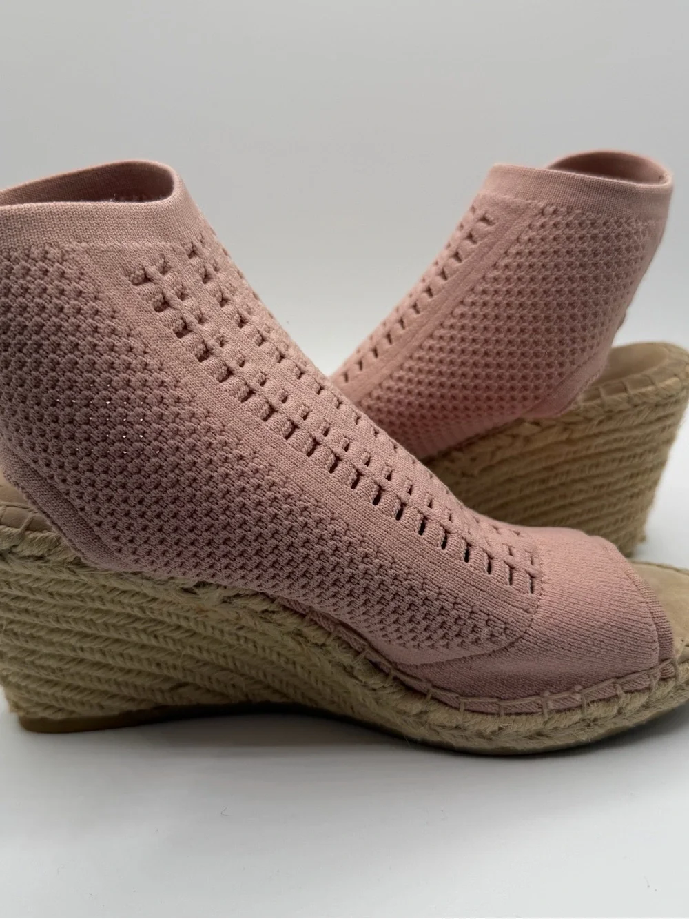 Steven Steve Madden Loca Wedge Booties Womens 7.5 Pink Knit Espadrille